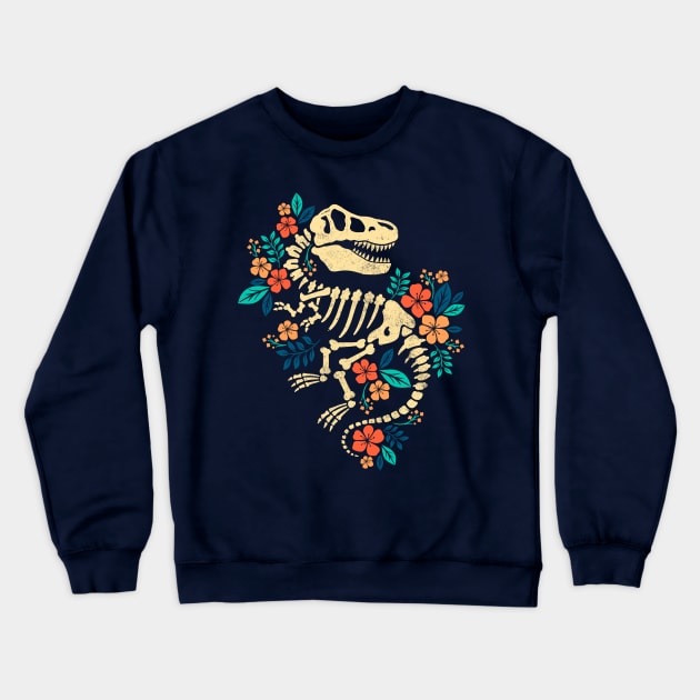 flowered dinosaur fossil Crewneck Sweatshirt by NemiMakeit